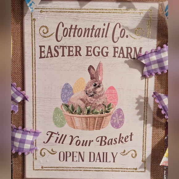 Easter wreath, bunny wreath, spring Wreath handmade, Farmhouse wreath - Picture 6 of 6